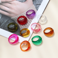 RR1001 Populuar 90s Acrylic Ring Chunky Cellulose Acetate Resin Marbled Dome Ring