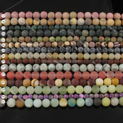 SB6548 Wholesale natural matte / frosted gemstone stone loose Beads for jewelry making