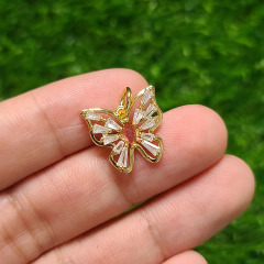 CZ8511 Dainty Chic 18k Gold Plated Baguette Shaped CZ Zircon Butterfly Charm Pendant for Necklace Jewelry Making