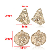 JS1504 High Quality Chic 14k Gold Plated Irregular Medallion Charm Necklace Pendants