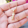 NZ1199 Trendy 18k Gold pearl boy and girl pendant necklace ,fashion cubic zirconia CZ kids children charm chain ladies necklace