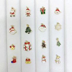 JS1626 Small Mini Xmas Decorative Accessories 18k Gold plated Enamel CZ Micro pave Christmas Charms for Holiday Jewelry Making
