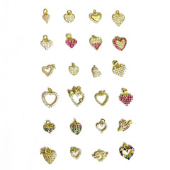 CZ8294  tiny mini minimalist cz micro pave diamond Love heart pendant charm,small cubic zirconia love heart pendant findings