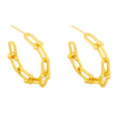 EM1211 2021 Womans Fashion 18K Gold Plated Smiley Emoji Happy Face U link Chain Heart Hoops Earrings