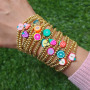 BP1031 Chic Food Jewelry Small 18k Gold Accents Beaded Multi Colored Fancy Fruity Fruit Stacking Bracelets
