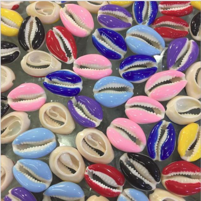 JF8703 Popular Colorful Cowry Bracelet Jewelry Supplies  Multicolor Enameled Natural Cowrie Shell Charms