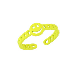 RA1022 Neon Enamel Rainbow Colored Brass Metal smile Stackable Rings for Ladies