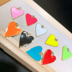 JS1531 Hot Sale Gold Plated Enamel Neon Heart Charm Pendants for Necklace Earring Making Supplies