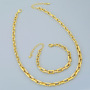 Bling Jewelry CZ Micro Pave Link Chain bracelet and necklace earring set, Zircon Diamond Chain jewelry set for Women