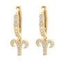 EC1750 18k Gold Plated CZ Micro Pave Astrology Constellation Horoscope Zodiac Sign Charm Huggie Hoop Earrings