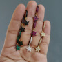 EC1711 Chic Dainty Mini Gold Plated Mini CZ Micro Pave Star Dangle Charm Earrings with huggie hoops