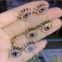 EC1636 Wholesale 18k Gold Plated Zircon CZ micro pave Evil eyes jewelry earring,Cubic zirconia studs earring