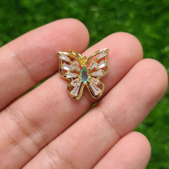 CZ8511 Dainty Chic 18k Gold Plated Baguette Shaped CZ Zircon Butterfly Charm Pendant for Necklace Jewelry Making