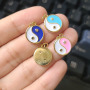 CZ8321 Hot sale Rainbow Enamel18k Gold Plated CZ Zircon Micro Pave Yin Yang Necklace Charm Pendant for Necklace Jewelry Making