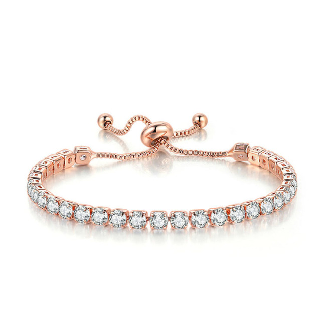BC1315 4mm Simple Birthstone Diamond Zircon Cubic Zirconia Chain Slide Bracelet,Diamond CZ Adjustable Bracelets Tennis Bracelet