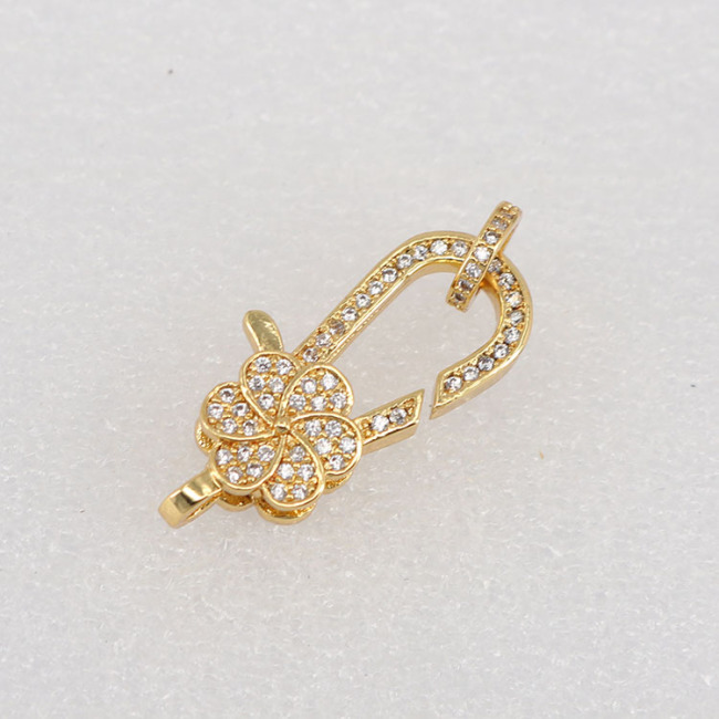 Necklace Connectors Flower Shaped CZ Micro Pave Lobster Claw Clasps for necklace,Cubic Zirconia Clasps,Diamond Clasps