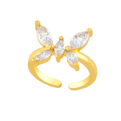 RM1232 New Dainty 18K Gold Plated Crystal Diamond CZ Micro Pave Butterfly Rings For Women Ladies