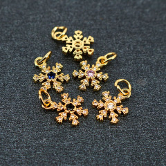 CZ8216 Mini Jewelry Supplies Gold Filled CZ Micro Pave Snowflake Charms,Tiny Small CZ Diamond Snowflake Charms Pendants