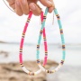 Perles Heishi Necklace, Collier Polymer Clay Vinyl Heishi Beads Summer Choker Necklace for Women