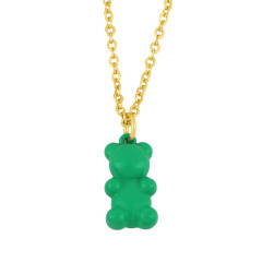NM1199 gummy enamel neon multi colored bear Pendant Sweet Necklace for Women