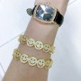 BC2038 Fashion 18K Gold Plated Brass Bracelet Zircon CZ Micro Pave Smiley Happy Face Link Chain Hand Cuff Chain Bangle Bracelets