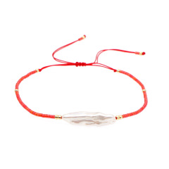 BG1092 Chic Dainty Minimal Miyuki Seed Beads with Natural Freshwater Baroque Pearl Bracelet Adjustable Bracelet for Women Girls