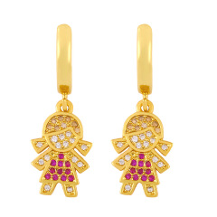 EC1691 Hot Sale 18k gold plated CZ micro pave kids earrings,diamond children girl and boy huggie earrings jewelry for women