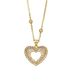 NZ1334 New Creative 18k Gold Plated Chic Cubic Zirconia CZ Hollow Star Hand Cross Butterfly in Heart Pendant Chain Necklace