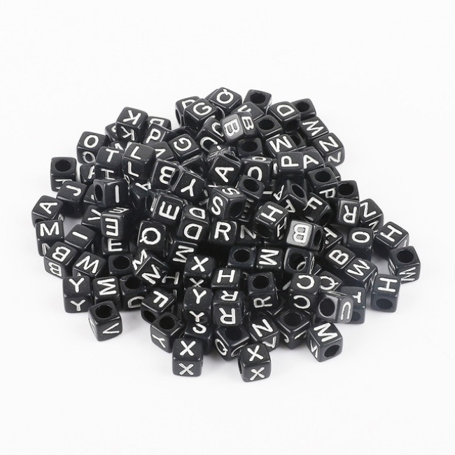 GP0958 plastic acrylic letter initial 6mm 500g A to Z 26 alphabet square box cube beads for jewelry DIY