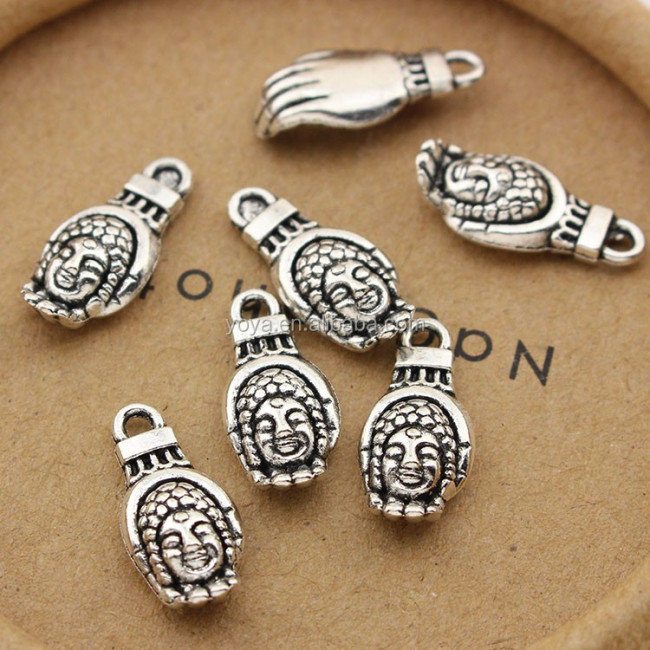 JS0974 Fashion antique silver buddha head charms,palm with buddha pendant charm