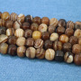 AB0851 Jewelry Mala Focal Beads Matte Natural brown banded striped agate hexagonal sided Roundel Drum beads