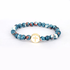 BN2051 Fashion Rainflower Stone Beaded 18k Gold CZ Micro Paved Infinity Cross Crescent Moon and Star Bracelets for Ladies
