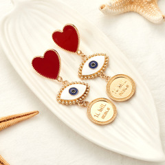 EM1101 Popular Metal Enamel Evil Evileye Eye Heart Charm Hoop Designer Drop Earrings for Women Girls EM1101 Popular Metal Enamel Evil Evileye Eye Heart Charm Hoop Designer Drop Earrings for Women Girls