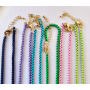 NM1076 2021 Summer Beach Jewelry Gold Plated Enamel Rainbow Smiley Pendant with Enamel Box Chain Necklace