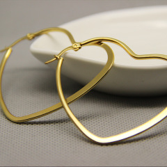 ES1022 IPG Gold Plating Stainless Steel Heart Shape Hoop Earrings
