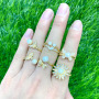 RM1303 Gold Silver Plated Minimalist Micro Pave CZ Insect Butterfly Dragonfly Bee Bird Animal and Pearl Open Rings