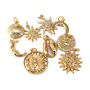 CZ8195 Dainty Assorted 18k Gold Plated CZ Micro Pave Evil Eyes Disc Starfish Moon& Star Whale Tail Charm Pendants