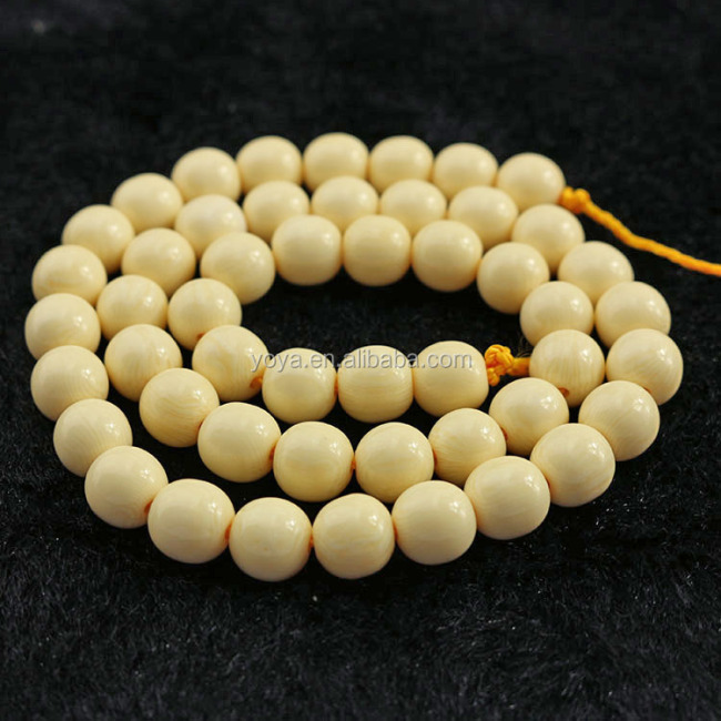 GP0868-4 Faux Ivory Resin Beads White Prayer Buddha Mala Meditation Beads