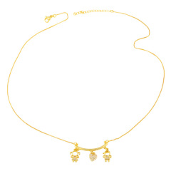 NZ1322 Fashion 18K Gold CZ diamond Cubic Zirconia Boy and Girl Love Pendant Necklaces jewelry gift for lady
