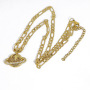 NZ1297 Fashion Gold Plated Diamond Micro Pave CZ Saturn Planet Pendant with Figaro Chain Necklace