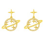 EC1747 Fashion CZ diamond Micro Pave diamond planet charm drop earrings