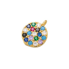 CZ7883 Chic Minimalist Mini Rainbow Diamond Jewelry Charm Tiny CZ Micro Pave Disc Round Charms