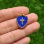 CZ8400 Gold Plated cz diamond pave Cross on Colorful enamel shield charms Pendant gift for lady