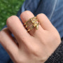 RM1385 18K Gold Plated CZ Micro Pave hummingbird Bird Spiritual ring, cubic zirconia Evil Eyes ring, Zircon Heart Rings