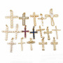 CZ8101 Dainty 18K Gold Plated Crystal CZ Diamond Paved Cross Charm Pendants,Cubic Zirconia Inlaid Cross Catholic Pendant