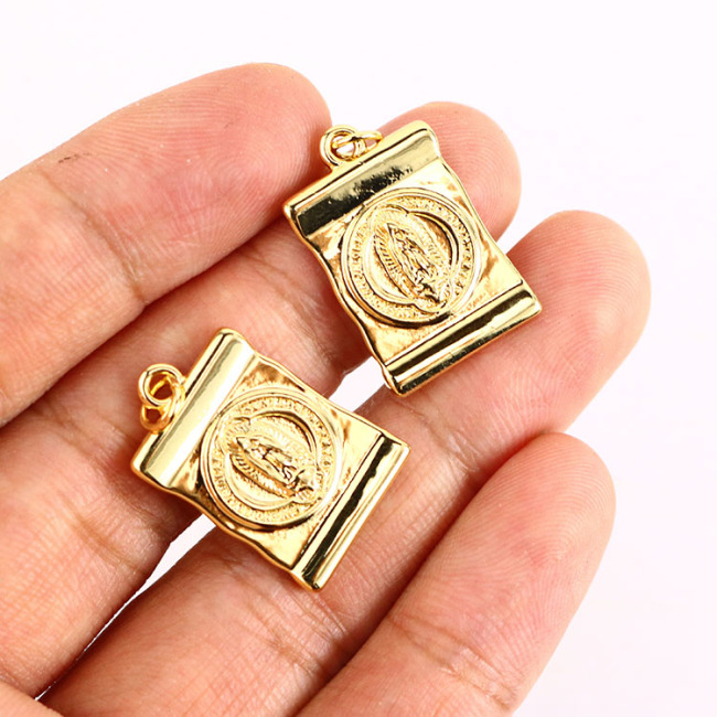 JS1496 Christian Jewelry Supplies Charms,Small 18k Gold Plated The Virgin Mary Coin Jesus Medal Charms