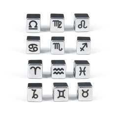 JS1399 Silver / gold zodiac cube spacer beads,zodiac square beads