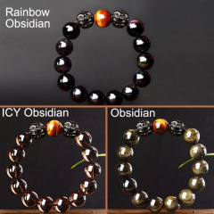 Pixiu Feng Shui Black Obsidian Wealth Bracelet Natural Tiger Eye Beads Lucky Feng Shui Bracelet