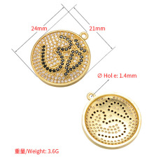 CZ8509 18k gold plated cz micro pave Ohm Om pendant ;Cubic zirconia Ohm Disc Pendants meditation Jewelry Supplies