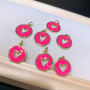JS1559 Gold Plated brass metal heart enamel charms Pendant